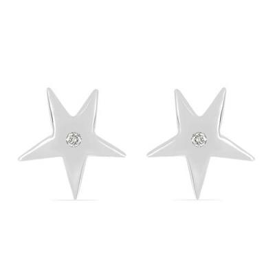 BUY B2B NATURAL WHITE DIAMOND STAR EARRINGS IN 925 STERLING SILVER | JEWELPIN BULK SUPPLIER
